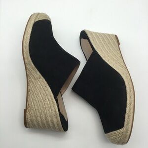 Ralph Lauren Pennie Black Suede Espadrille Wedge Mule